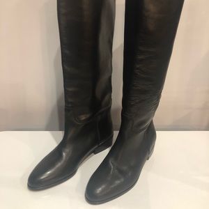 Black leather riding boots
